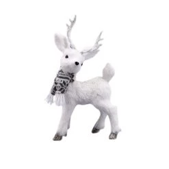 The Christmas Palace 15" WHITE STANDING DEER WITH SCARF Table Tops