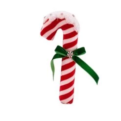 The Christmas Palace Christmas Ornaments 9" RED & WHITE CANDY CANE WITH GREEN BOW ORNAMENT SET OF 6