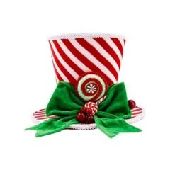 The Christmas Palace 7" PEPPERMINT HAT WITH GREEN BOW