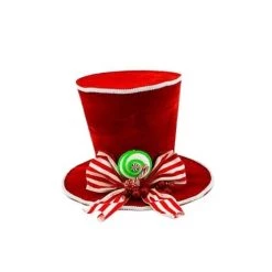 The Christmas Palace 10" RED TOP HAT WITH PEPPERMINT BOW Hats & Boxes
