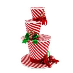 The Christmas Palace 21" PEPPERMINT STACKED TOP HATS Hats & Boxes