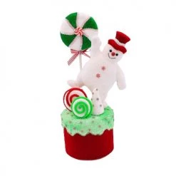 The Christmas Palace Table Tops 16" SNOWMAN ON CANDY FROSTED CAKE