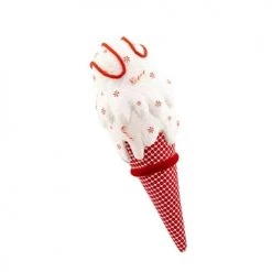 The Christmas Palace 24" RED & WHITE ICE CREAM CONE ORNAMENT