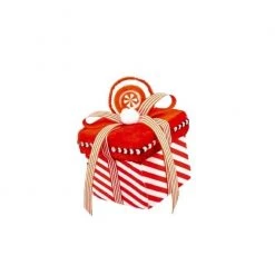 The Christmas Palace 6" RED & WHITE PEPPERMINT CANDY GIFT BOX ORNAMENT SET OF 6 Christmas Ornaments