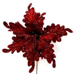 The Christmas Palace Flowers 15" RED VELVET POINSETTIA SET OF 6