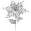 The Christmas Palace 15" WHITE & SILVER POINSETTIA SET OF 6 Flowers