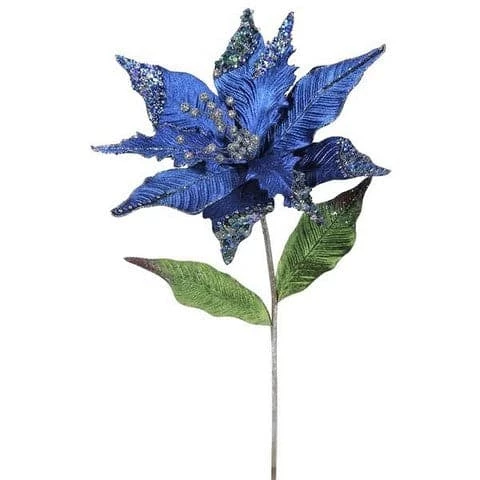 The Christmas Palace Flowers 24" BLUE & SILVER VELVET POINSETTIA SET OF 6 1 The Christmas Palace Flowers 24" BLUE & SILVER VELVET POINSETTIA SET OF 6