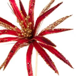 The Christmas Palace 25" RED & GOLD PAPYRUS SET OF 6 Flowers