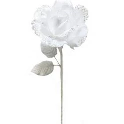 The Christmas Palace Flowers 26'' WHITE ROSE FLOWER STEM SET OF 6