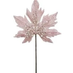 The Christmas Palace 16" PINK LEAF STEM SET OF 6