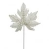 The Christmas Palace 16" WHITE LEAF STEM SET OF 6 Stems & Picks