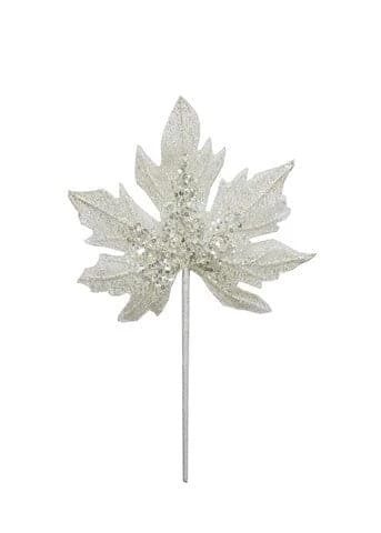 The Christmas Palace 16" WHITE LEAF STEM SET OF 6 Stems & Picks 1 The Christmas Palace 16" WHITE LEAF STEM SET OF 6 Stems & Picks