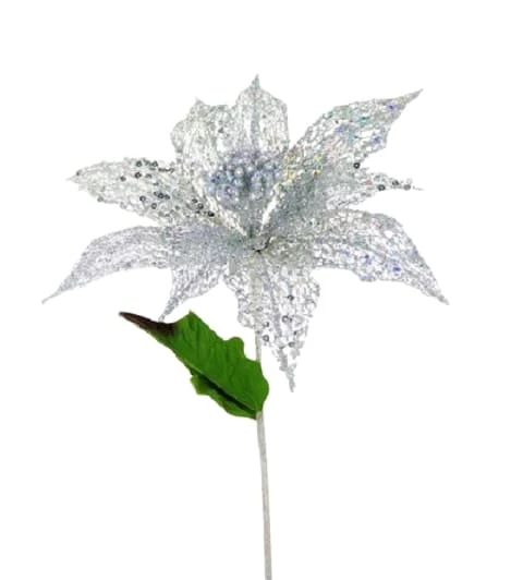 The Christmas Palace 23" SILVER POINSETTIA SET OF 6 1 The Christmas Palace 23" SILVER POINSETTIA SET OF 6