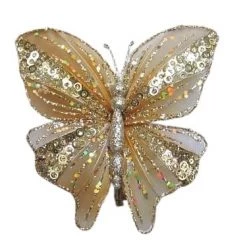 The Christmas Palace Butterflies 7" GOLD GLITTER BUTTERFLY SET OF 6