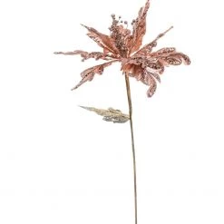 The Christmas Palace 29" ROSE GOLD POINSETTIA STEM SET OF 6 Flowers