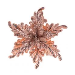 The Christmas Palace 29" ROSE GOLD POINSETTIA STEM SET OF 6 Flowers