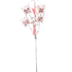 The Christmas Palace Stems & Picks 29" PINK BUTTERFLY BRANCH SET OF 6