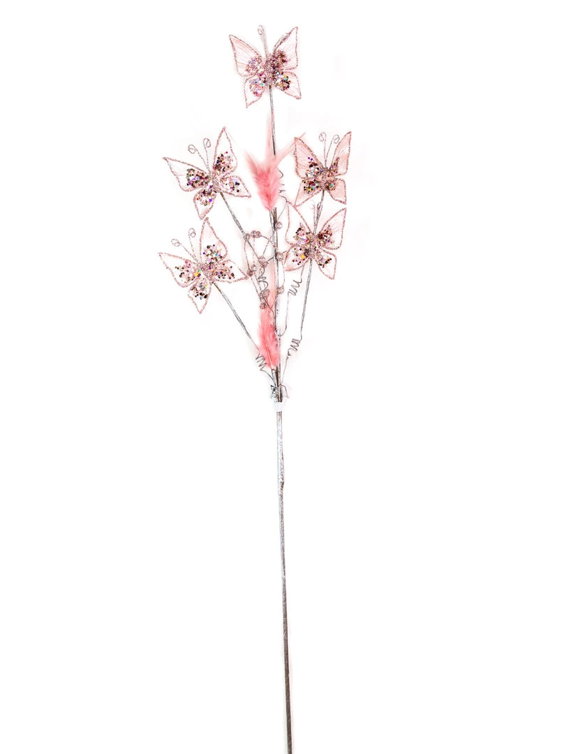 The Christmas Palace Stems & Picks 29" PINK BUTTERFLY BRANCH SET OF 6 1 The Christmas Palace Stems & Picks 29" PINK BUTTERFLY BRANCH SET OF 6