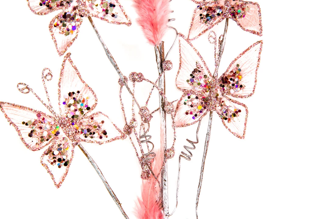 The Christmas Palace Stems & Picks 29" PINK BUTTERFLY BRANCH SET OF 6 2 The Christmas Palace Stems & Picks 29" PINK BUTTERFLY BRANCH SET OF 6