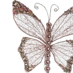 The Christmas Palace 9" PINK BUTTERFLY PICK SET OF 6
