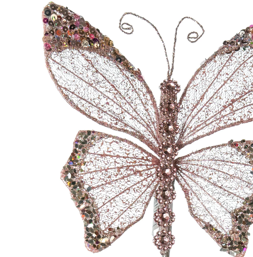 The Christmas Palace 9" PINK BUTTERFLY PICK SET OF 6 2 The Christmas Palace 9" PINK BUTTERFLY PICK SET OF 6