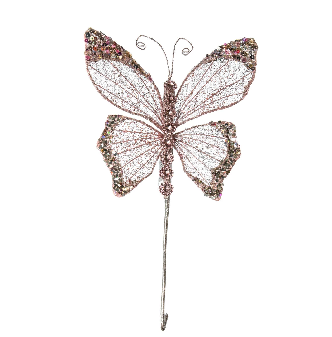 The Christmas Palace 9" PINK BUTTERFLY PICK SET OF 6 1 The Christmas Palace 9" PINK BUTTERFLY PICK SET OF 6