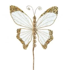 The Christmas Palace Butterflies 9" GOLD BUTTERFLY PICK SET OF 6