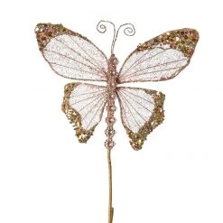 The Christmas Palace 9" CHAMPAGNE BUTTERFLY PICK SET OF 6