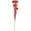 The Christmas Palace 28" RED GLITTER BALL SPRAY SET OF 6