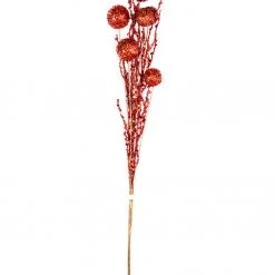 The Christmas Palace 28" RED GLITTER BALL SPRAY SET OF 6