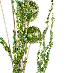 The Christmas Palace 28" GREEN GLITTER BALL SPRAY SET OF 6