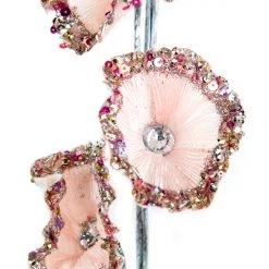 The Christmas Palace 32" PINK SEQUIN FLOWER SPRAY X5 SET OF 6