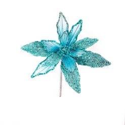 The Christmas Palace 10" TIFFANY BLUE POINSETTIA SET OF 6 Flowers