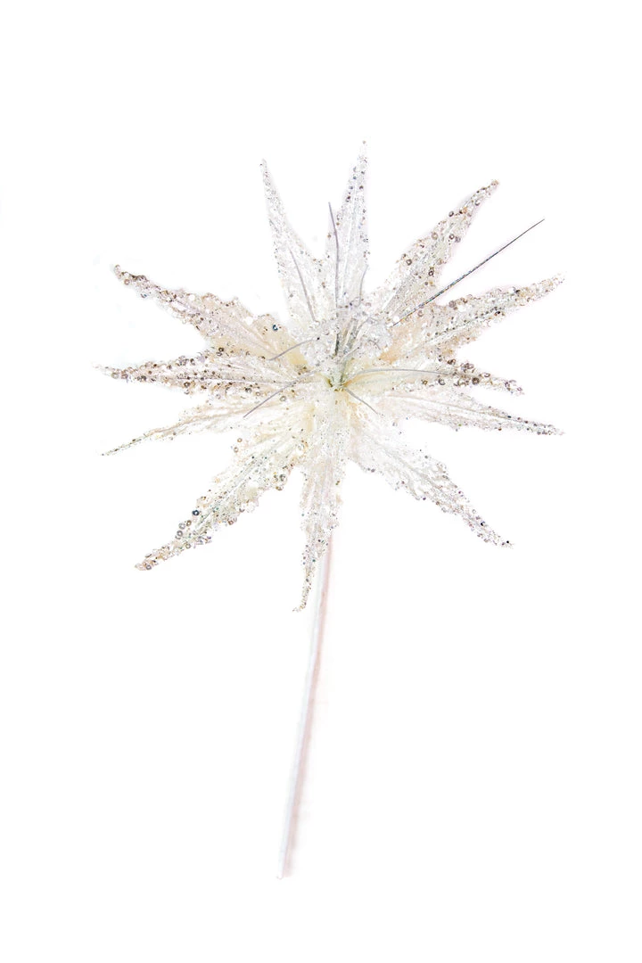 The Christmas Palace 20" PEARL WHITE POINSETTIA SET OF 6 Flowers 1 The Christmas Palace 20" PEARL WHITE POINSETTIA SET OF 6 Flowers