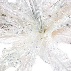 The Christmas Palace 20" PEARL WHITE POINSETTIA SET OF 6 Flowers