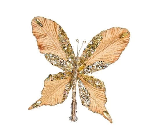 The Christmas Palace 9" GOLD VELVET BUTTERFLY CLIP SET OF 6 1 The Christmas Palace 9" GOLD VELVET BUTTERFLY CLIP SET OF 6