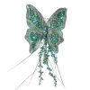 The Christmas Palace 7" TIFFANY BLUE SEQUIN BUTTERFLY CLIP SET OF 6 Butterflies