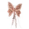 The Christmas Palace 7" PINK SEQUIN BUTTERFLY CLIP SET OF 6