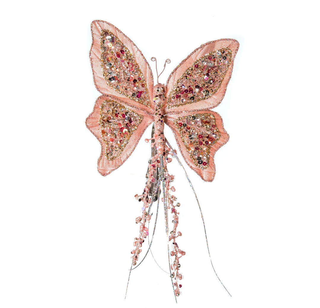 The Christmas Palace 7" PINK SEQUIN BUTTERFLY CLIP SET OF 6 1 The Christmas Palace 7" PINK SEQUIN BUTTERFLY CLIP SET OF 6