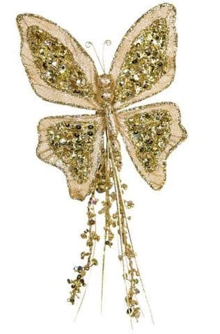 The Christmas Palace Butterflies 7" GOLD SEQUIN BUTTERFLY CLIP SET OF 6 1 The Christmas Palace Butterflies 7" GOLD SEQUIN BUTTERFLY CLIP SET OF 6