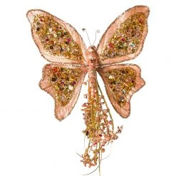 The Christmas Palace 7" ROSE GOLD SEQUIN BUTTERFLY SET OF 6 Butterflies