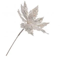 The Christmas Palace Crystal Elegance 12" WHITE & SILVER JEWEL POINSETTIA SET OF 6