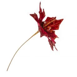 The Christmas Palace Yuletide Traditions 21" RED VELVET POINSETTIA STEM SET OF 4 7 The Christmas Palace Yuletide Traditions 21