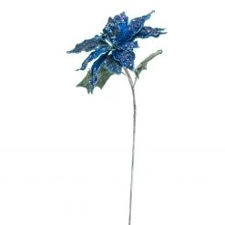 The Christmas Palace 18" BLUE & GRAY POINSETTIA STEM SET OF 6