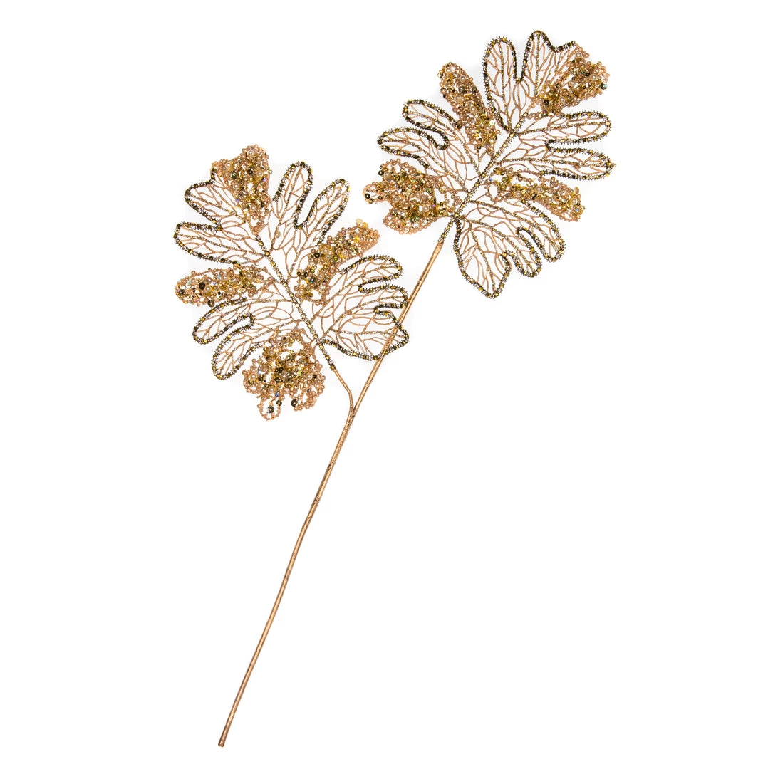 The Christmas Palace 21" GOLD JEWEL CALADIUM LEAF STEM SET OF 6 1 The Christmas Palace 21" GOLD JEWEL CALADIUM LEAF STEM SET OF 6