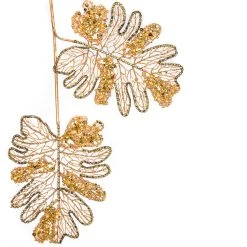 The Christmas Palace 21" GOLD JEWEL CALADIUM LEAF STEM SET OF 6