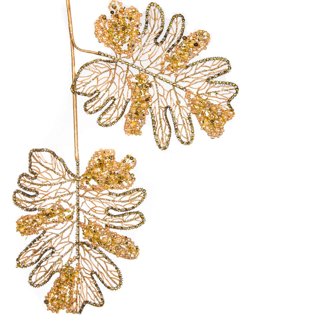 The Christmas Palace 21" GOLD JEWEL CALADIUM LEAF STEM SET OF 6 2 The Christmas Palace 21" GOLD JEWEL CALADIUM LEAF STEM SET OF 6