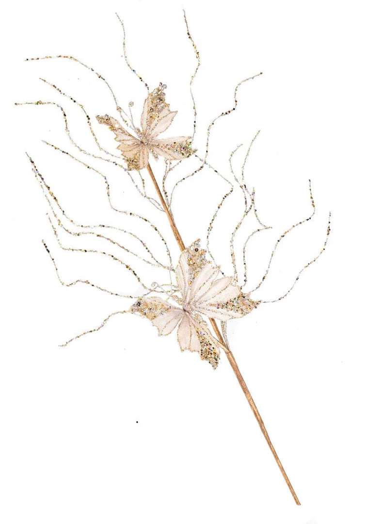 The Christmas Palace 22" PLATINUM BUTTERFLY SPRAY SET OF 6 Stems & Picks 1 The Christmas Palace 22" PLATINUM BUTTERFLY SPRAY SET OF 6 Stems & Picks