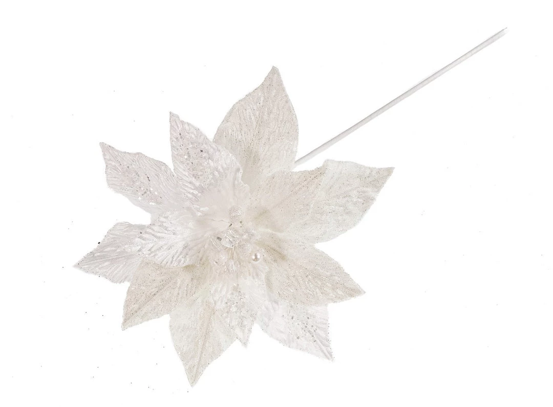 The Christmas Palace Flowers 18" WHITE POINSETTIA STEM SET OF 6 1 The Christmas Palace Flowers 18" WHITE POINSETTIA STEM SET OF 6