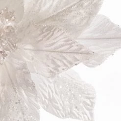 The Christmas Palace Flowers 18" WHITE POINSETTIA STEM SET OF 6